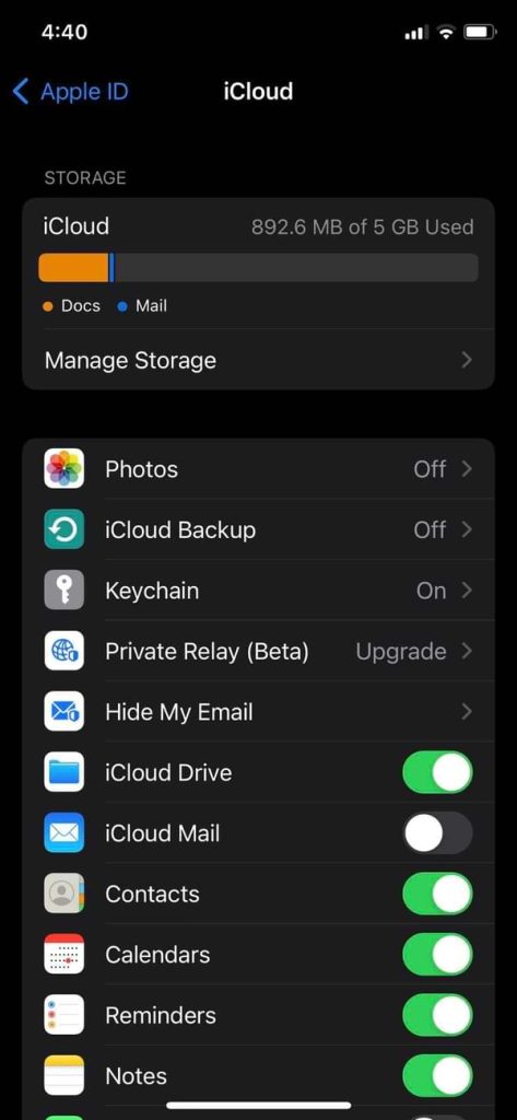 select iCloud