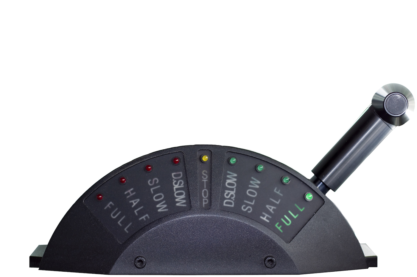 A modern ships telegraph isolated on white background - all settings from full astern to full speed ahead