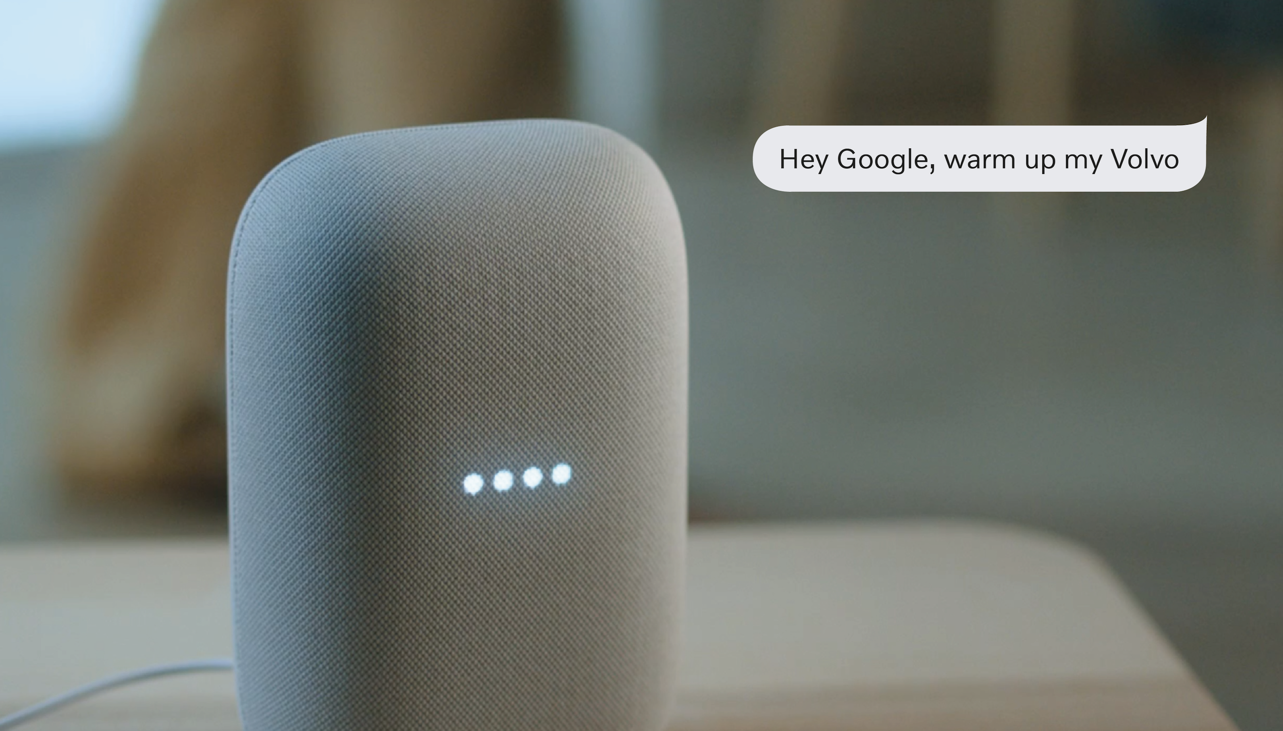 Google Home device voice assist to heat up volvo car