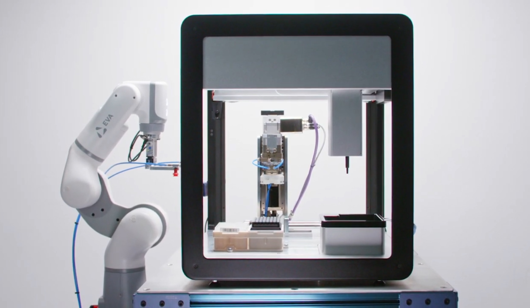 The Automata Labs enclosure with Eva robotic arm next to it.