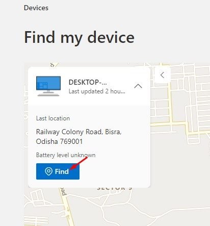 click on the Find button
