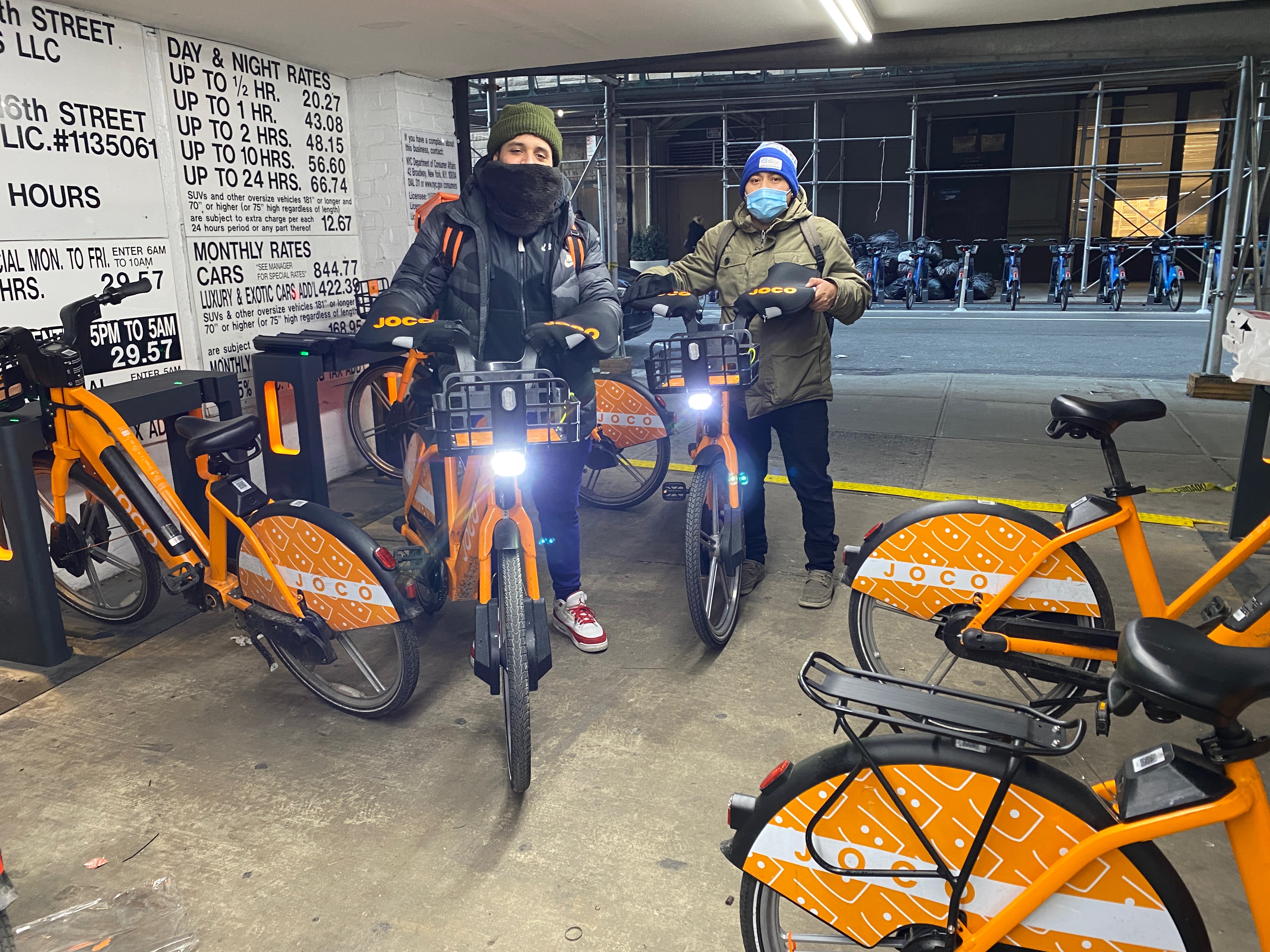 Delivery riders using Joco e-bikes in NYC