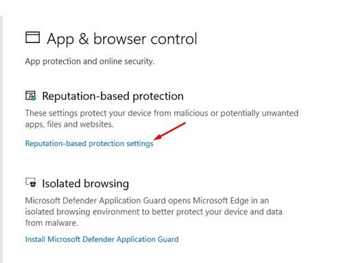 Reputation-based protection Settings