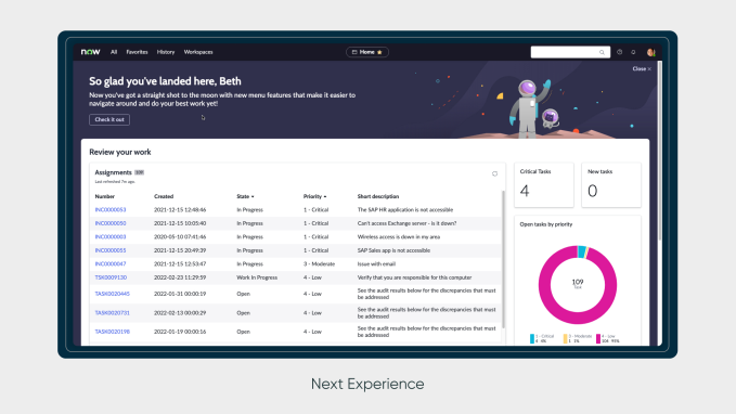 New ServiceNow interface with purpose-built customizable workspaces