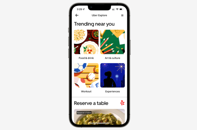 screenshot of Uber Explore tab