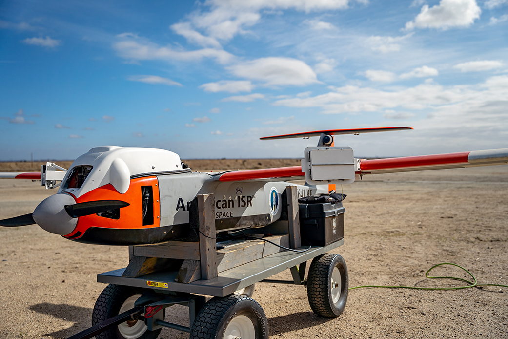 An Echodyne radar attached to a small UAV.