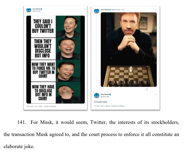 Elon Musk memes in Twitter lawsuit