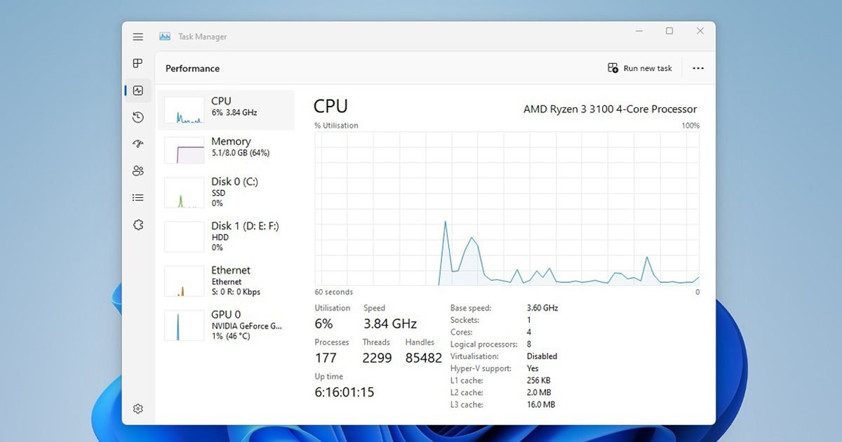 change Start Page in Windows 11's Task Manager