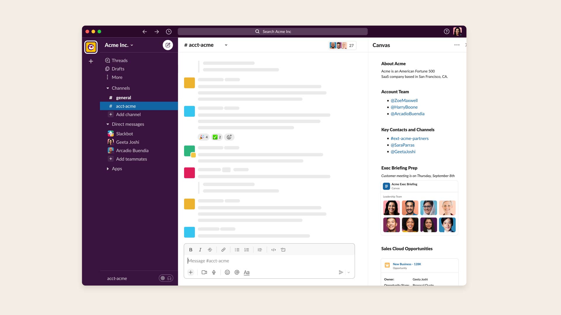New Slack Canvas, a persistent information layer inside Slack channels