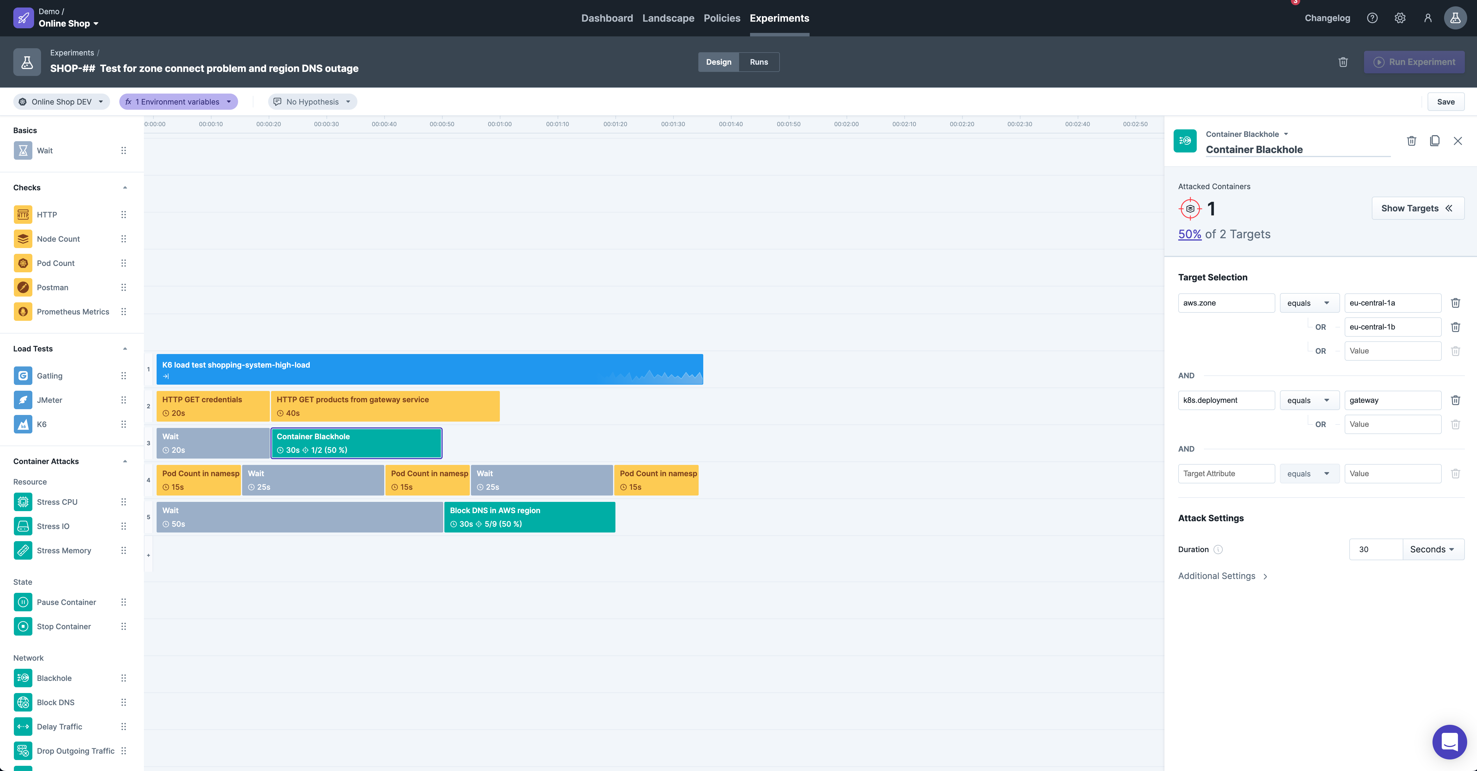 Steadybit test results screen