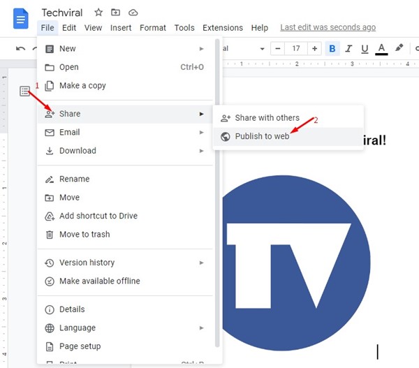 Share > Publish to Web