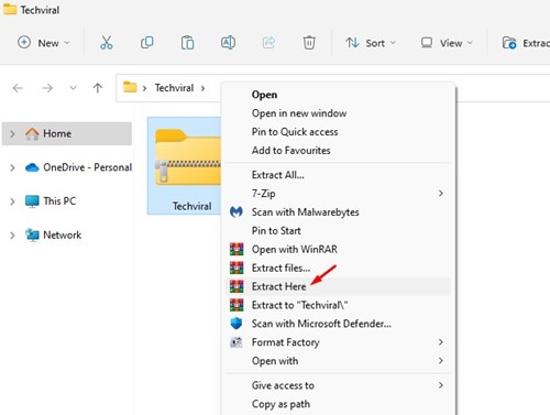 extract the ZIP file
