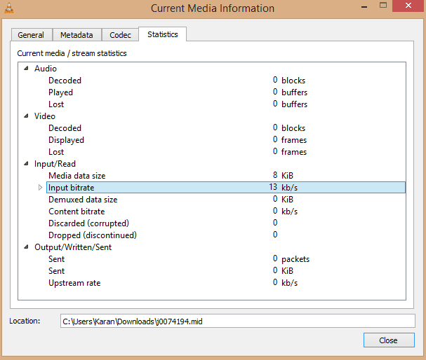 Check Video's Bitrate in VLC