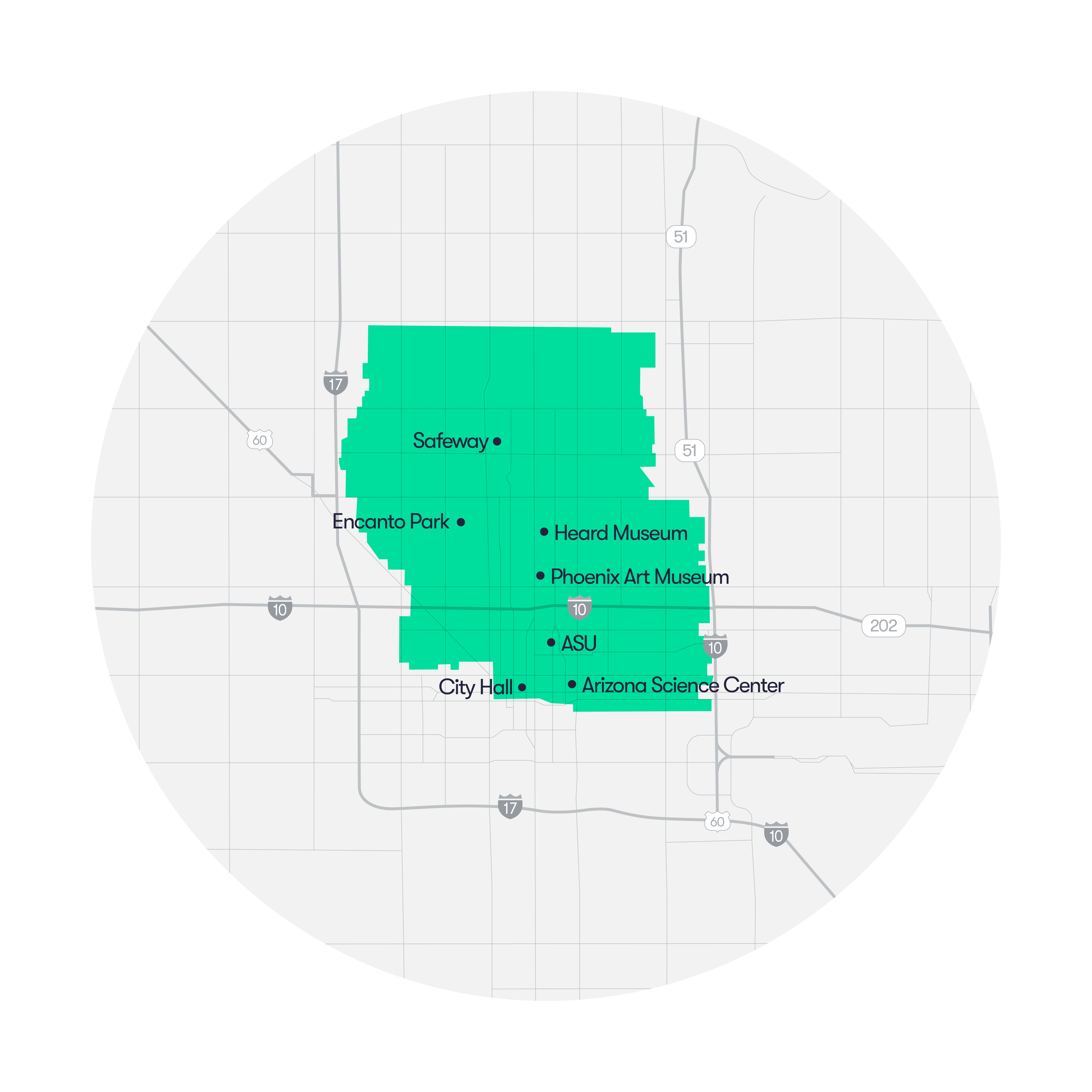 Waymo downtown phoenix service area