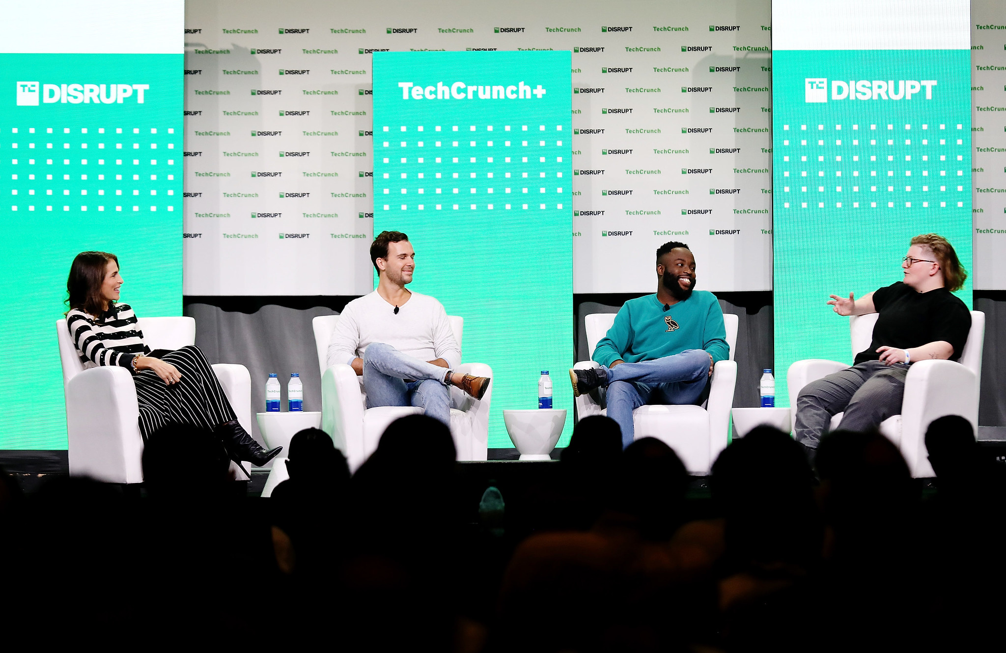 SAN FRANCISCO, CALIFORNIA - OCTOBER 18: (L-R) Connie Loizos, Silicon Valley Editor, TechCrunch, Nik Milanovic?, Founder, This Week in Fintech; General Partner, The Fintech Fund, Joshua Ogundu, CEO, Campfire and Gefen Skolnick, Founder, Couplet Coffee speak onstage during TechCrunch Disrupt 2022 on October 18, 2022 in San Francisco, California. (Photo by Kelly Sullivan/Getty Images for TechCrunch)