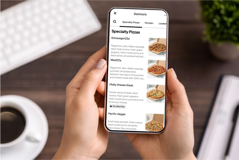 Domino's menu on Uber Eats